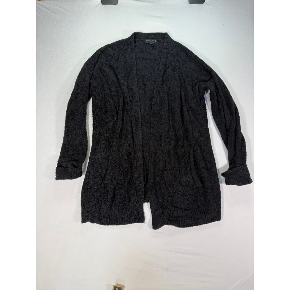 Barefoot Dreams‎ CozyChic Lite Cardigan Women's Medium Black Open Front Pocket